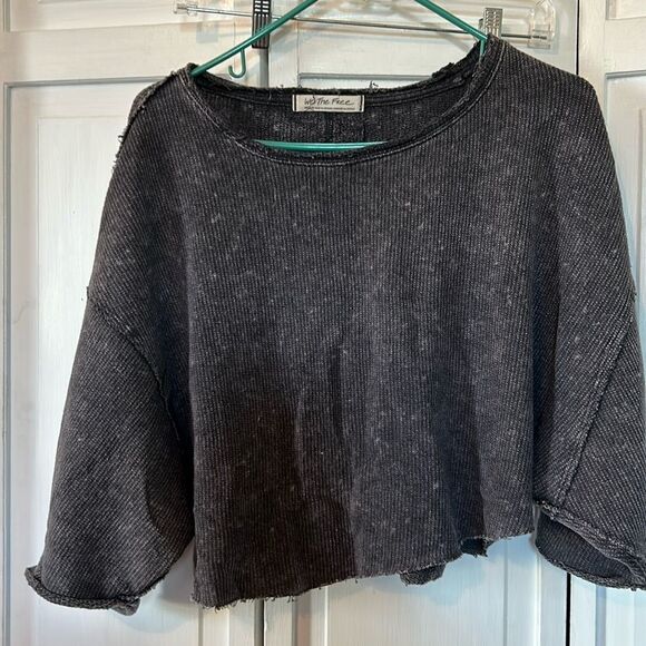 We the Free gray cropped sweater poncho - Size M - Picture 1 of 7